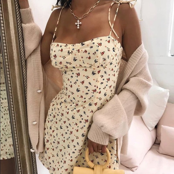 Floral Square Neck Mini Dress - Picture 4 of 5